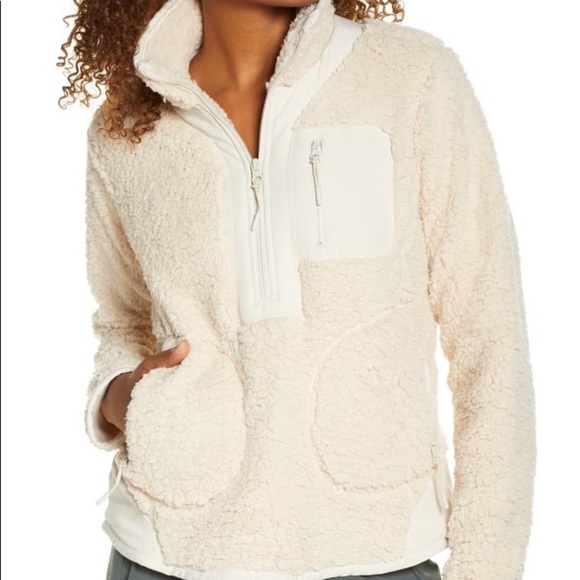 shearling half zip pullover
